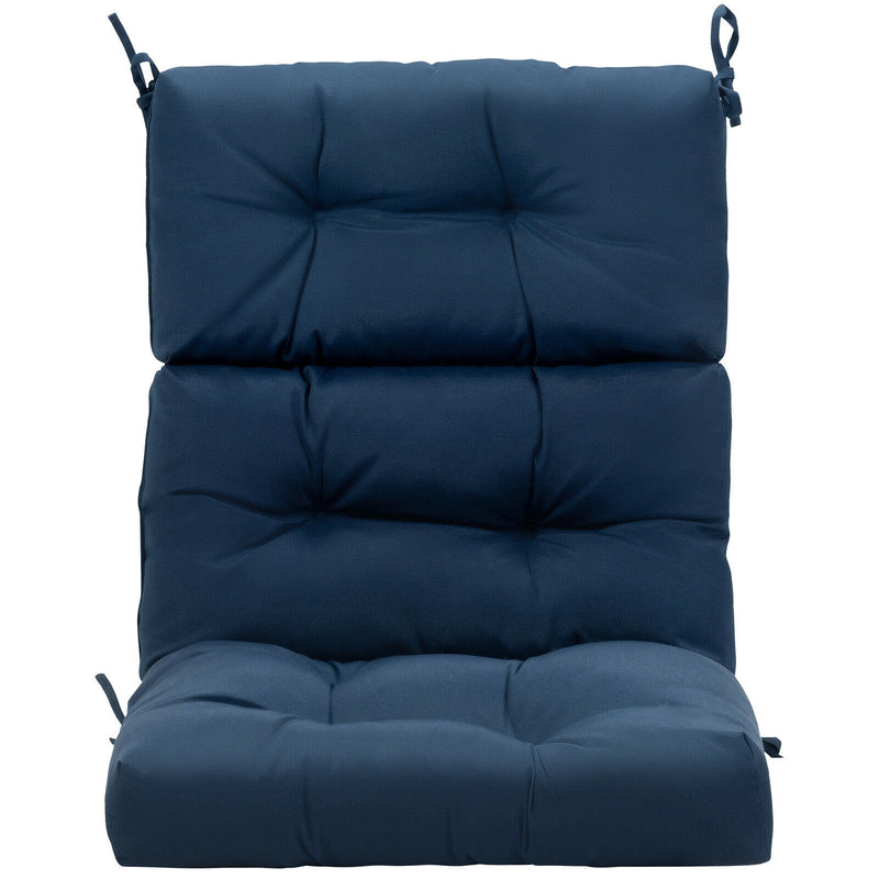 *Tufted Patio High Back Chair Cushion with Non-Slip String Ties - Blue