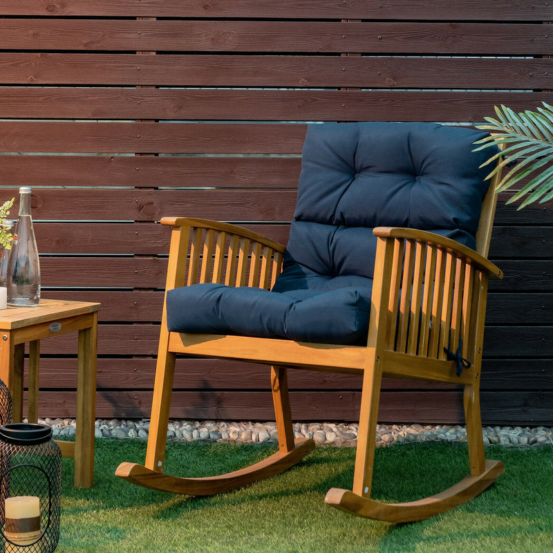*Tufted Patio High Back Chair Cushion with Non-Slip String Ties - Blue
