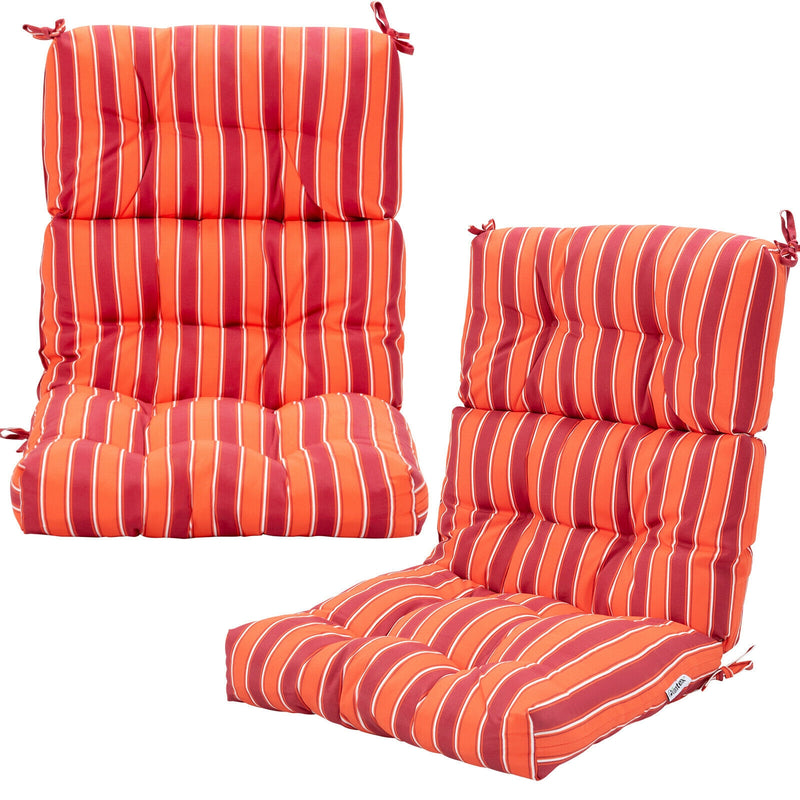 *Tufted Patio High Back Chair Cushion with Non-Slip String Ties - Red