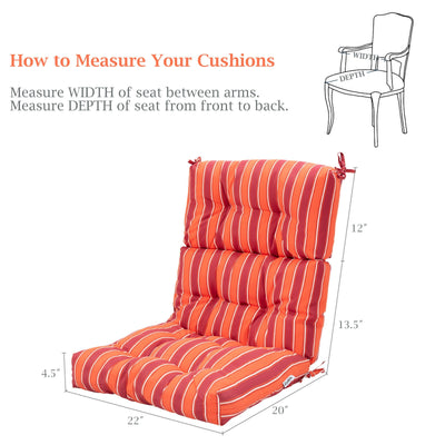 *Tufted Patio High Back Chair Cushion with Non-Slip String Ties - Red