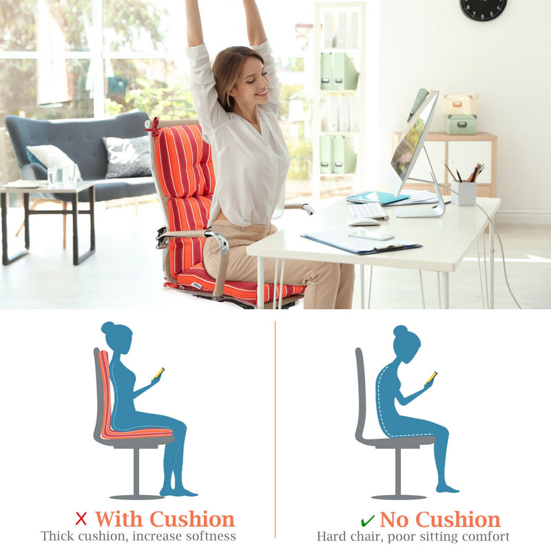 *Tufted Patio High Back Chair Cushion with Non-Slip String Ties - Red