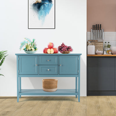 *Wooden Sideboard Buffet Console Table with Drawers and Storage - Blue