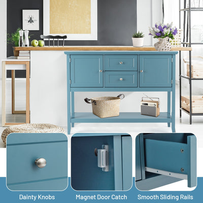 *Wooden Sideboard Buffet Console Table with Drawers and Storage - Blue