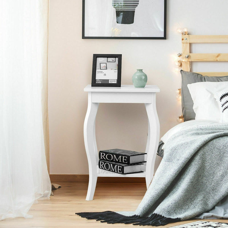 Accent Sofa End Side Table-White