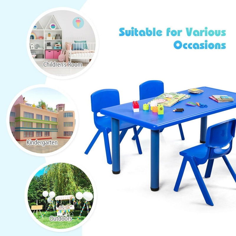*Kids Plastic Rectangular Learn and Play Table - Blue