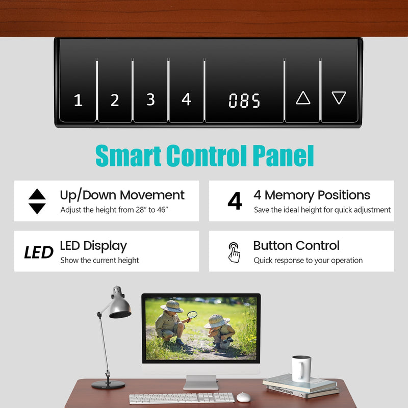 Standing Desk Remote Control Electric Height Adjustable Standing Desk with Memory Controller-Brown