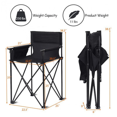*Portable 38 Inch Oversized High Camping Fishing Folding Chair