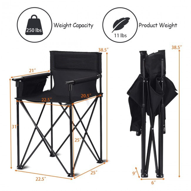 *Portable 38 Inch Oversized High Camping Fishing Folding Chair