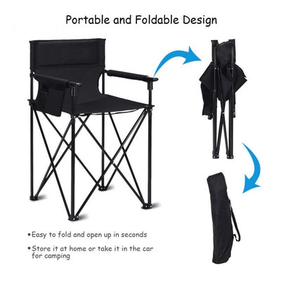 *Portable 38 Inch Oversized High Camping Fishing Folding Chair