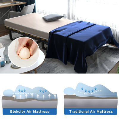 *Rollaway Guest Bed with Sturdy Steel Frame and Memory Foam Mattress Made in Italy - Beige
