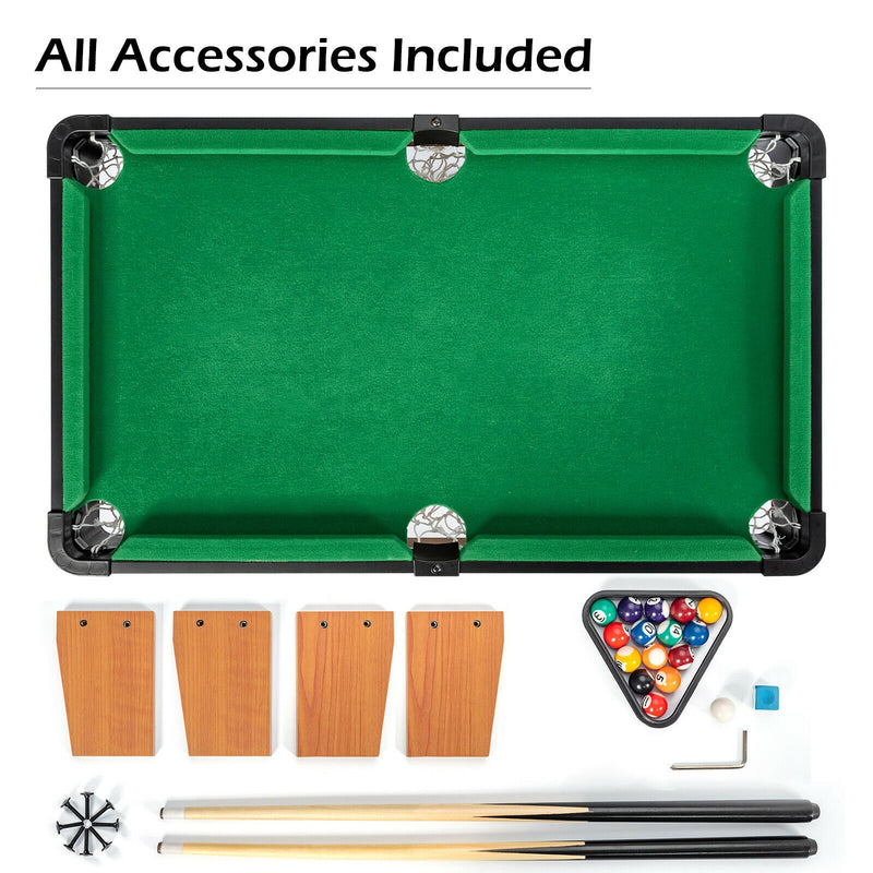 24” Mini Tabletop Pool Table Set Indoor Billiards Table with Accessori