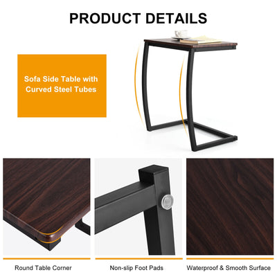 Steel Frame C-shaped Sofa Side End Table-Coffee
