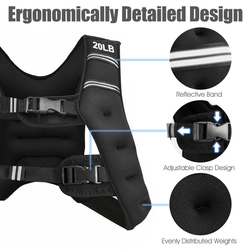 *Training Weight Vest Workout Equipment with Mesh Bag and Adjustable Buckles - 20 lbs