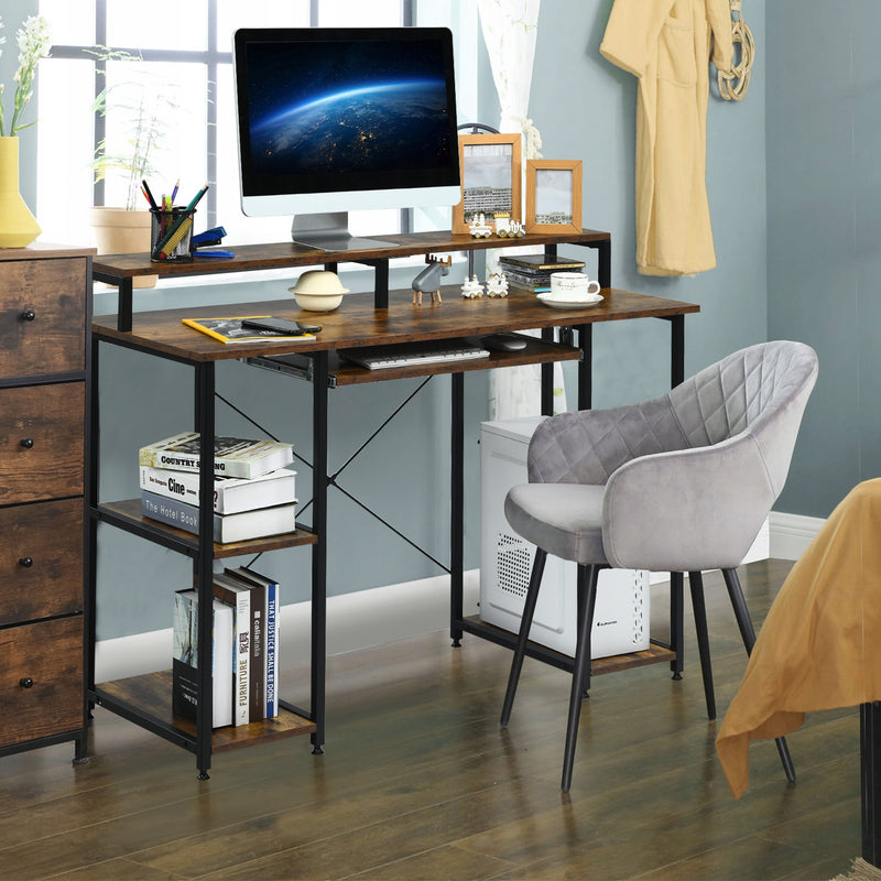 backordered - *47 Inches Computer Desk Writing Study Table with Keyboard Tray and Monitor Stand