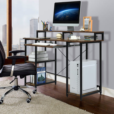 backordered - *47 Inches Computer Desk Writing Study Table with Keyboard Tray and Monitor Stand