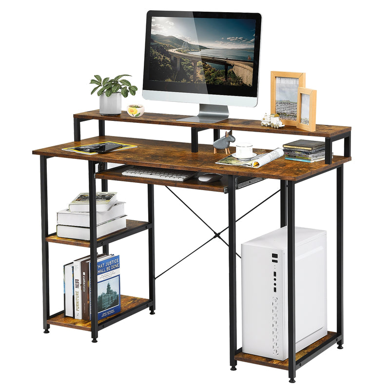 backordered - *47 Inches Computer Desk Writing Study Table with Keyboard Tray and Monitor Stand