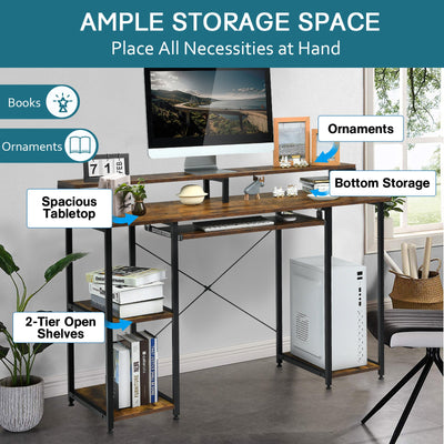 backordered - *47 Inches Computer Desk Writing Study Table with Keyboard Tray and Monitor Stand