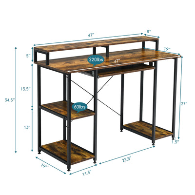 backordered - *47 Inches Computer Desk Writing Study Table with Keyboard Tray and Monitor Stand