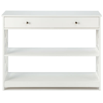 *Console Table 3-Tier with Drawer and Storage Shelves - White