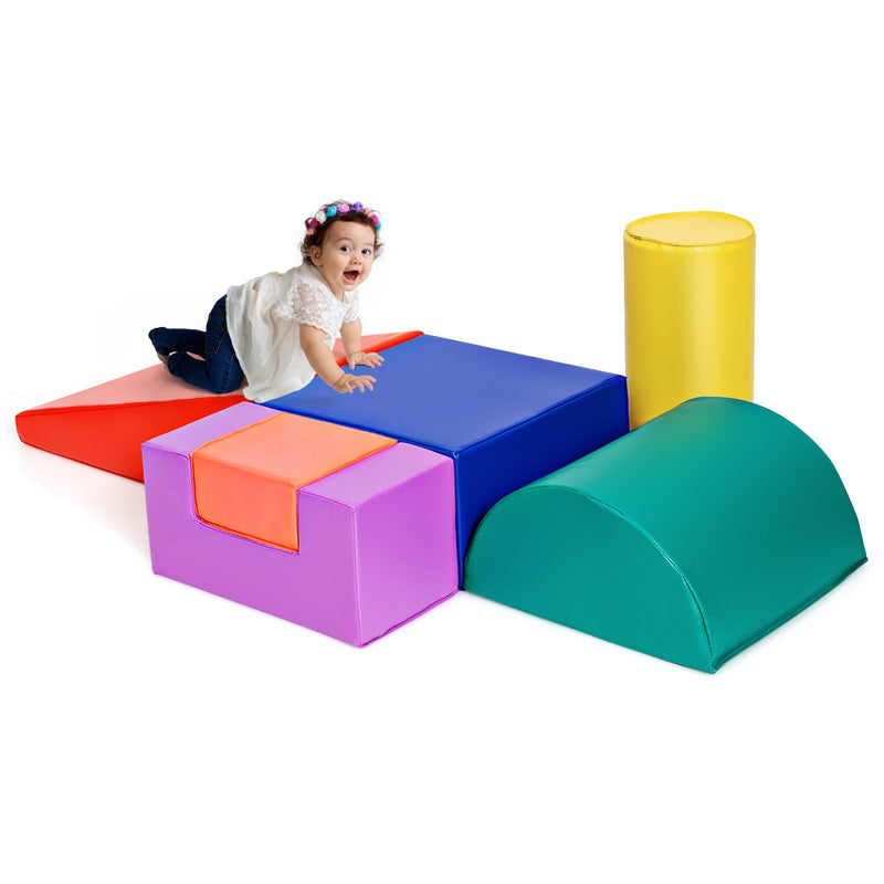6 Piece Climb Crawl Play Set Indoor Kids  Toddler-Red