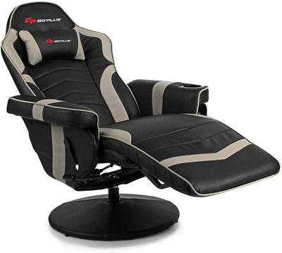 *Ergonomic High Back Massage Gaming Chair Gaming Recliner with Pillow - Gray