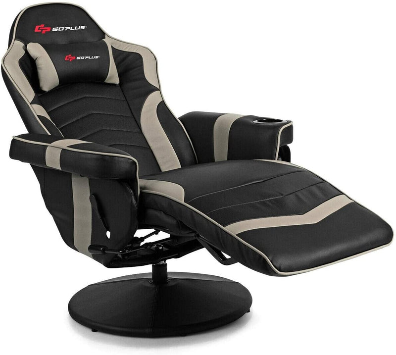 *Ergonomic High Back Massage Gaming Chair Gaming Recliner with Pillow - Gray