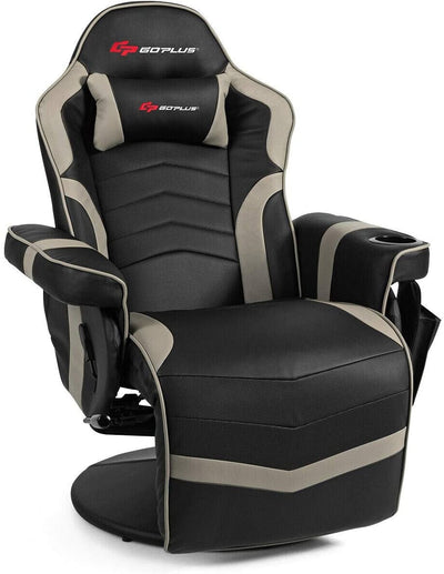 *Ergonomic High Back Massage Gaming Chair Gaming Recliner with Pillow - Gray