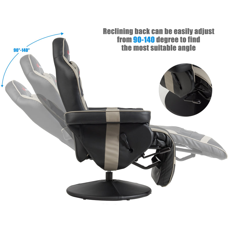 *Ergonomic High Back Massage Gaming Chair Gaming Recliner with Pillow - Gray