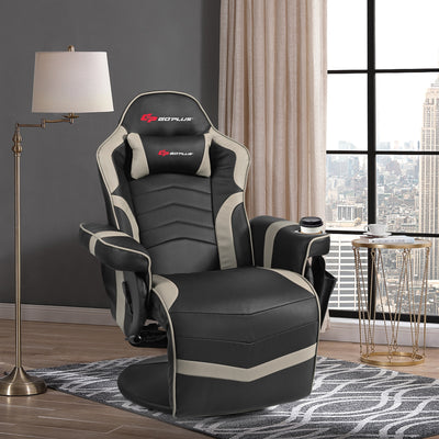 *Ergonomic High Back Massage Gaming Chair Gaming Recliner with Pillow - Gray