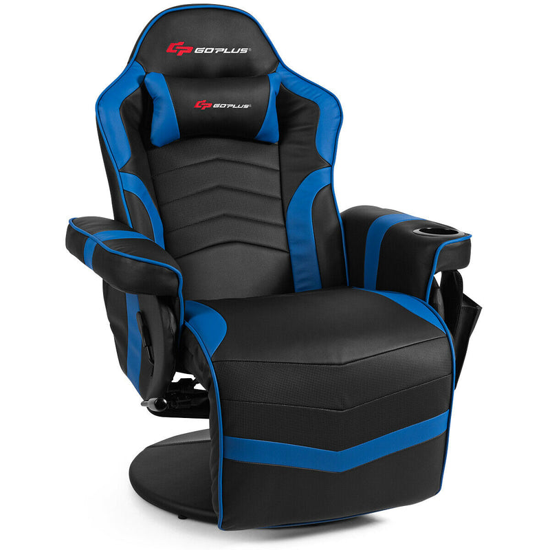 *Ergonomic High Back Massage Gaming Chair with Pillow - Blue