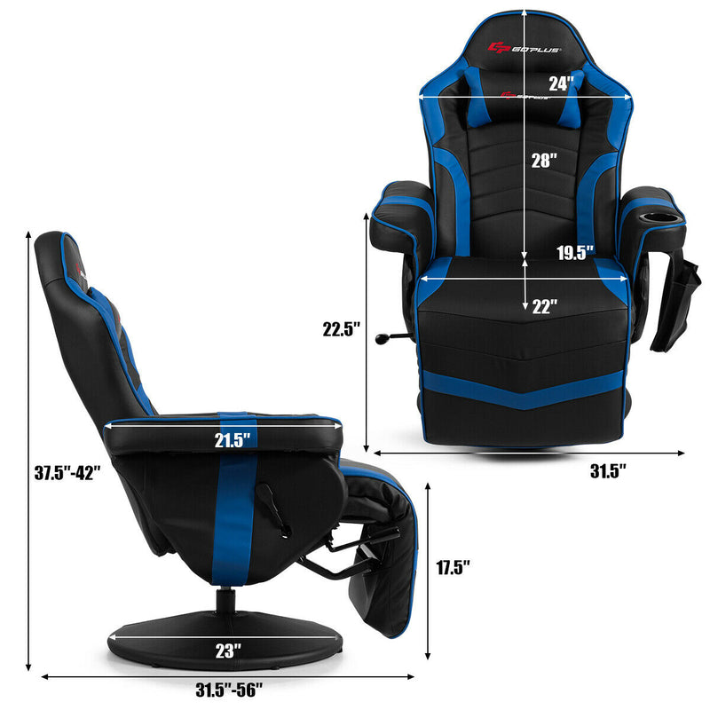 *Ergonomic High Back Massage Gaming Chair with Pillow - Blue