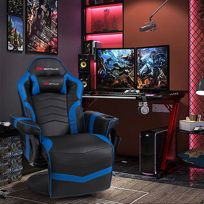 *Ergonomic High Back Massage Gaming Chair with Pillow - Blue