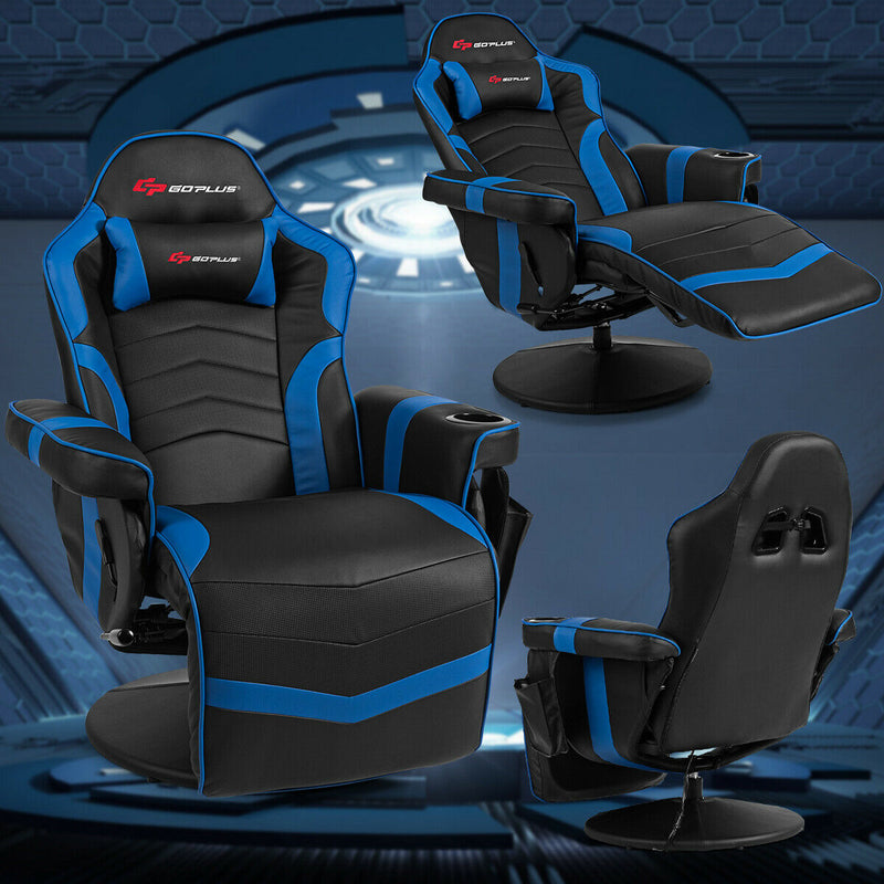 *Ergonomic High Back Massage Gaming Chair with Pillow - Blue