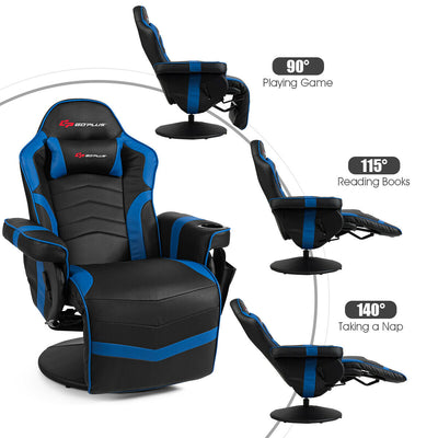*Ergonomic High Back Massage Gaming Chair with Pillow - Blue