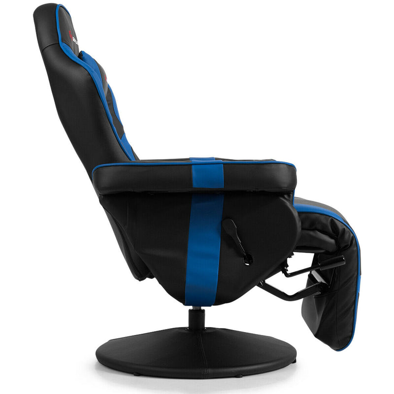 *Ergonomic High Back Massage Gaming Chair with Pillow - Blue