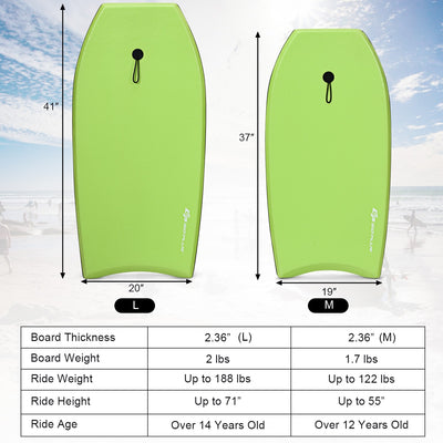 *Super Surfing  Lightweight Bodyboard with Leash - L