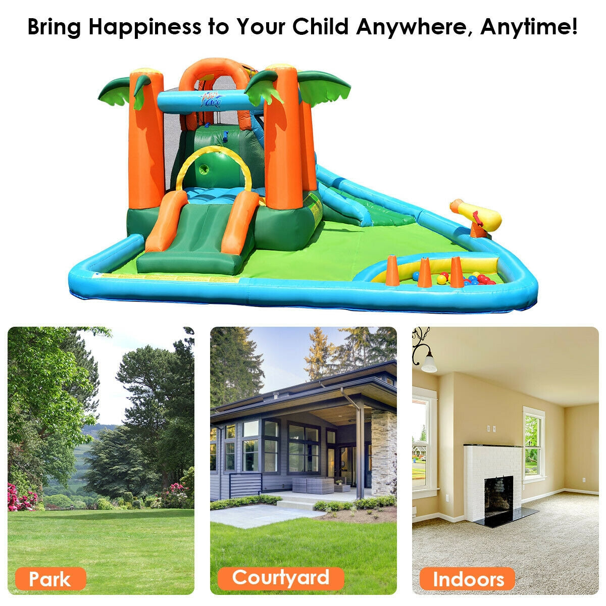 Slide Inflatable Bouncer 7-in-1 Inflatable Slide Bouncer with Two Slides