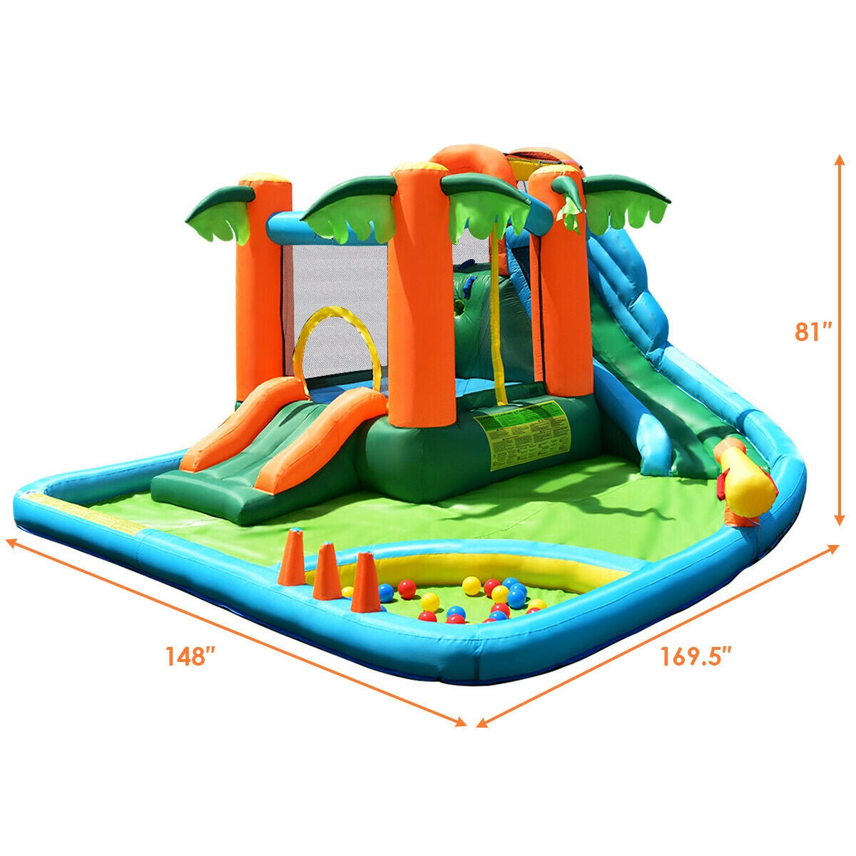 Slide Inflatable Bouncer 7-in-1 Inflatable Slide Bouncer with Two Slides