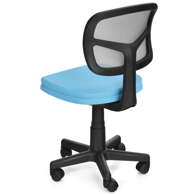 Armless Computer Chair with Height Adjustment and Breathable Mesh for Home Office-Blue