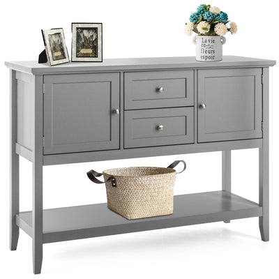 *Wooden Sideboard Buffet Console Table  with Drawers and Storage - Gray