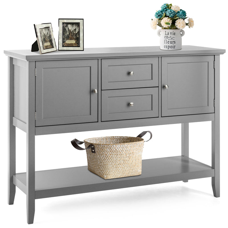 *Wooden Sideboard Buffet Console Table  with Drawers and Storage - Gray