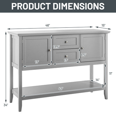 *Wooden Sideboard Buffet Console Table  with Drawers and Storage - Gray