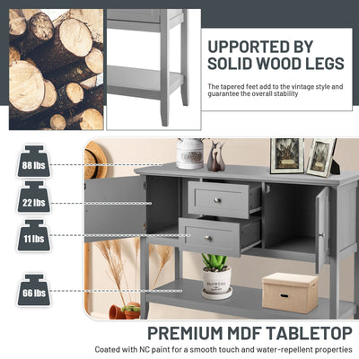 *Wooden Sideboard Buffet Console Table  with Drawers and Storage - Gray