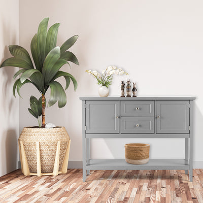 *Wooden Sideboard Buffet Console Table  with Drawers and Storage - Gray