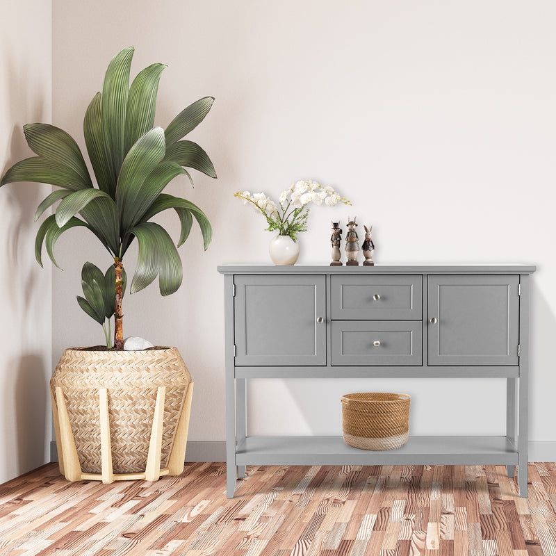 *Wooden Sideboard Buffet Console Table  with Drawers and Storage - Gray