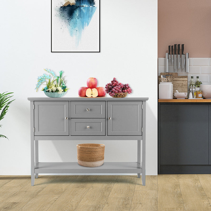 *Wooden Sideboard Buffet Console Table  with Drawers and Storage - Gray
