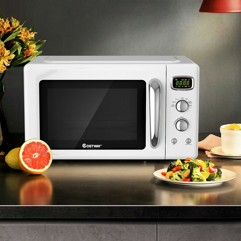 *0.9 Cu.ft Retro Countertop Compact Microwave Oven - White