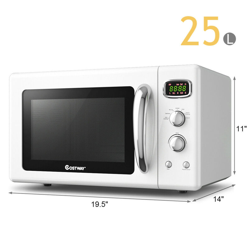 *0.9 Cu.ft Retro Countertop Compact Microwave Oven - White