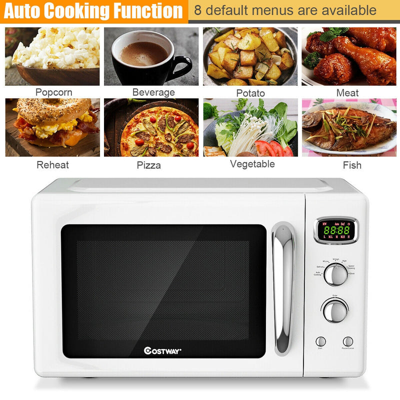 *0.9 Cu.ft Retro Countertop Compact Microwave Oven - White