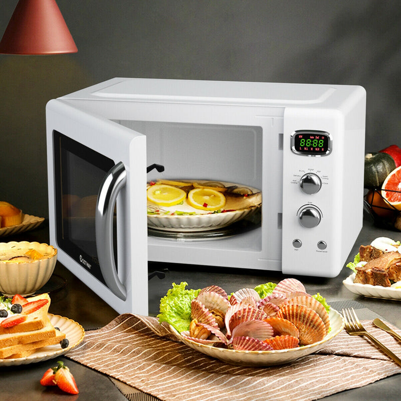*0.9 Cu.ft Retro Countertop Compact Microwave Oven - White